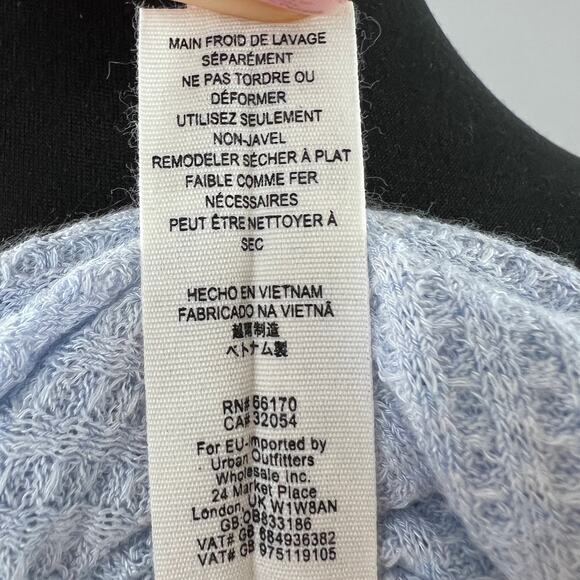 We The Free People Blue Catalina Top Thermal Waffle Knit Ruffled Hem Sz S Small - Picture 10 of 10